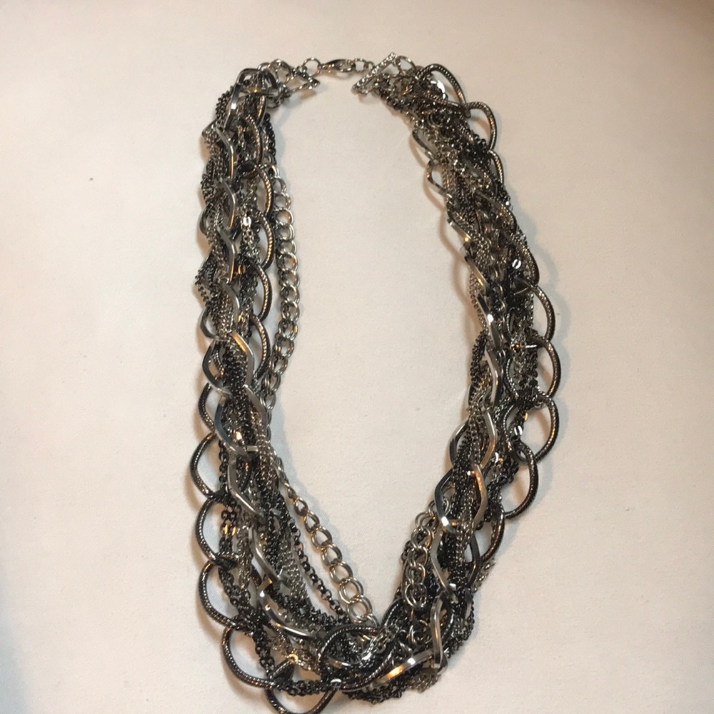 Silver and black chunky necklace.